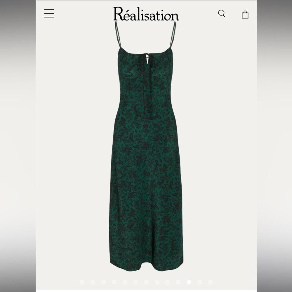 Realisation Par Alba Silk Midi Dress - Green Floral